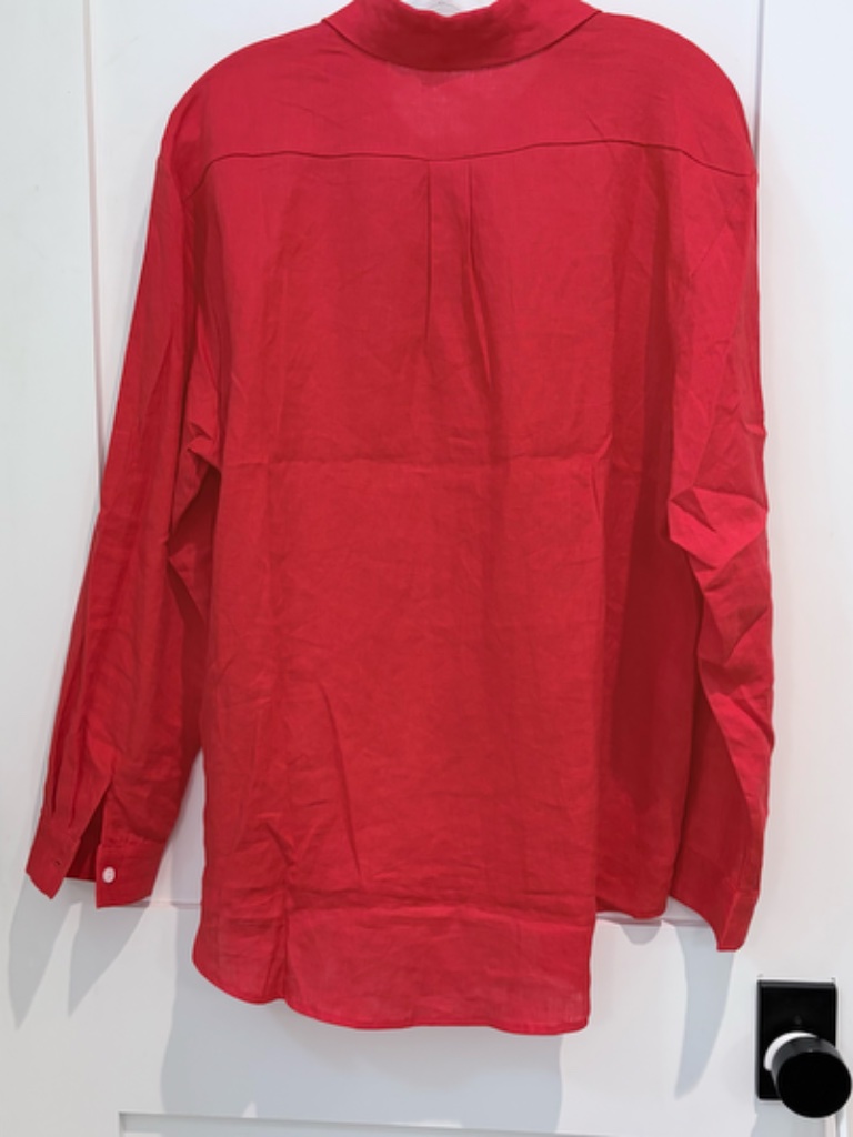 Pixie Market Red Linen Button Down Shirt Xs But Would Fit S, M, Or Large Nwt — image 5 of 7